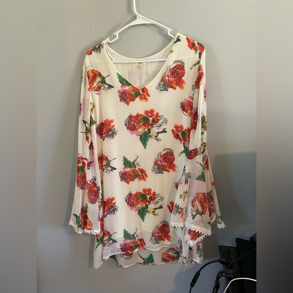 Floral Kori dress with bell sleeves